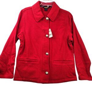 90s Deadstock Woolrich Womens Red Wool Jacket Ornate Buttons Size S USA